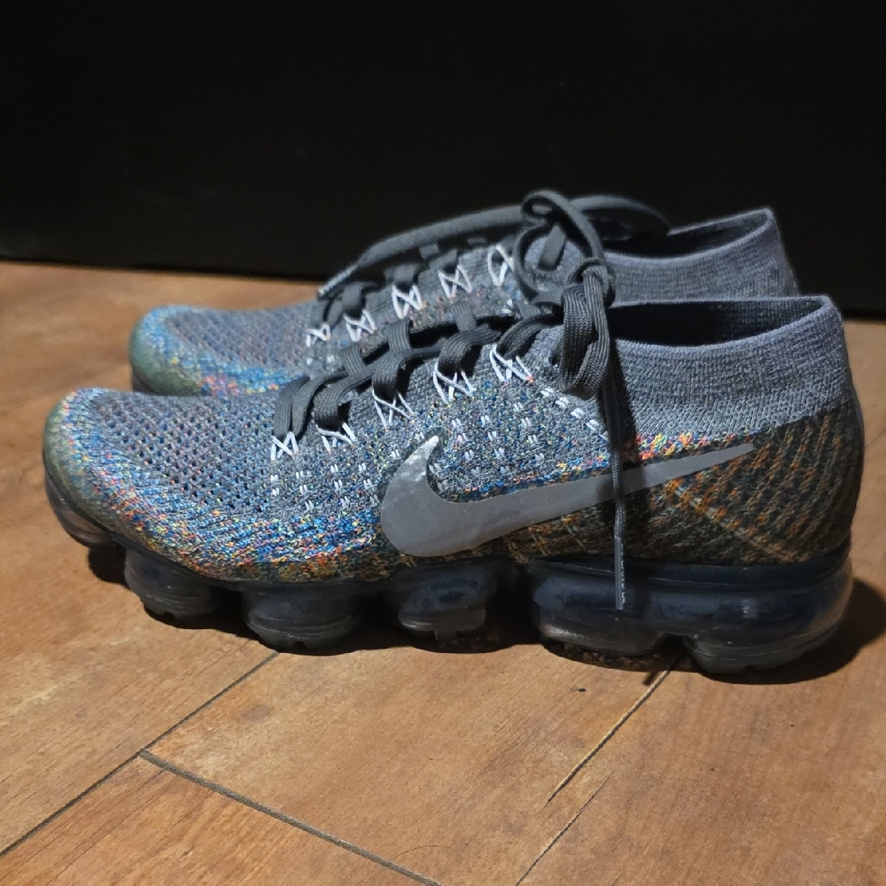 NikeVapormax Gray and Multicolor Flyknit Shoes